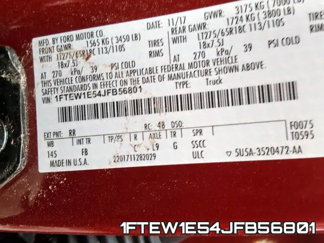 1FTEW1E54JFB56801 фото 2