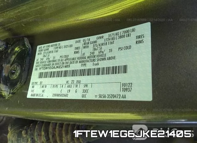 1FTEW1EG6JKE21405 фото 10