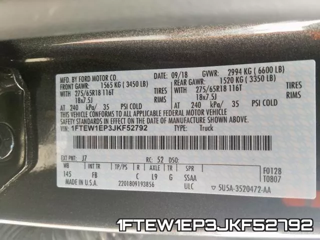 1FTEW1EP3JKF52792 фото 2