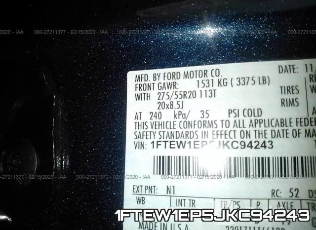 1FTEW1EP5JKC94243 фото 10