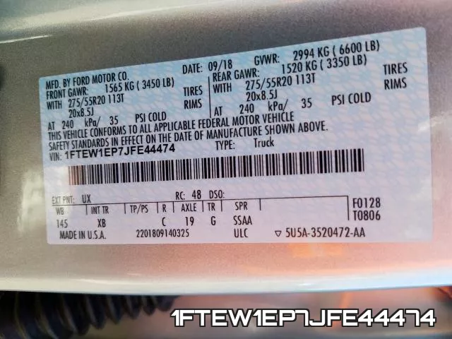 1FTEW1EP7JFE44474 фото 2