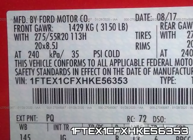 1FTEX1CFXHKE56353 фото 10