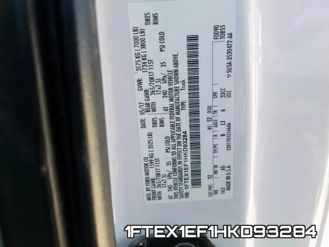 1FTEX1EF1HKD93284 фото 2