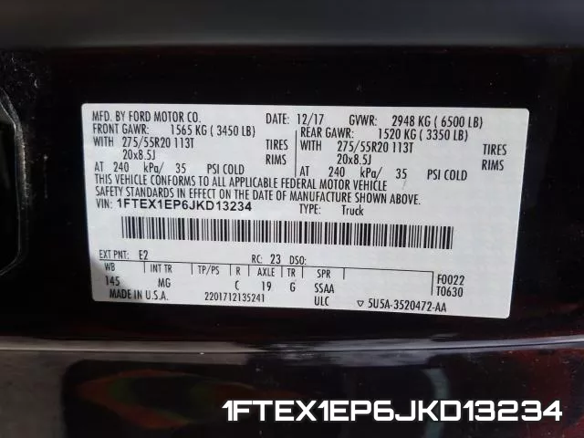1FTEX1EP6JKD13234 фото 2