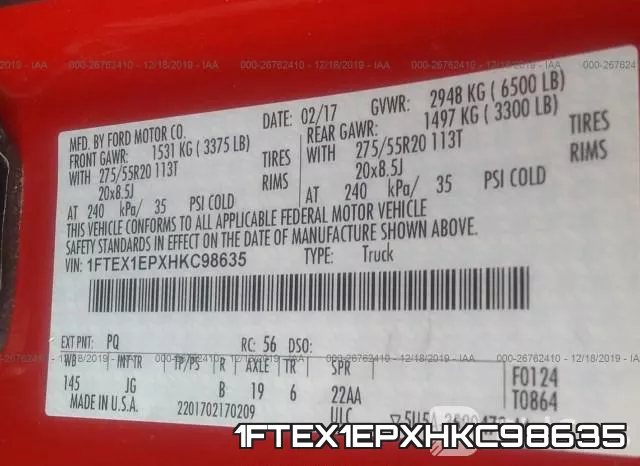 1FTEX1EPXHKC98635 фото 10