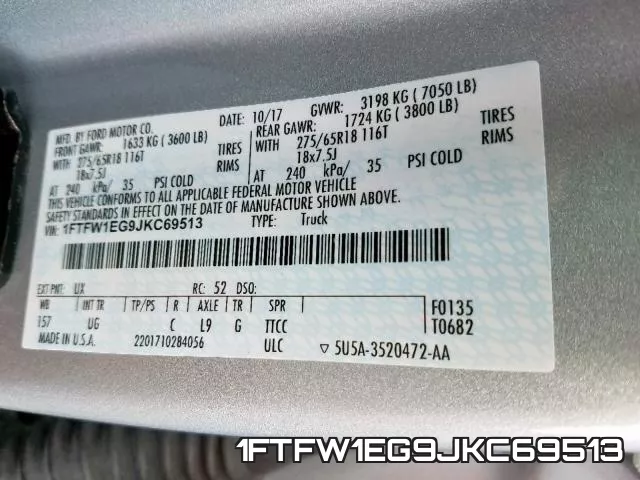 1FTFW1EG9JKC69513 фото 2
