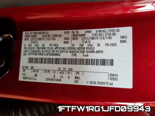 1FTFW1RG1JFD09943 фото 2
