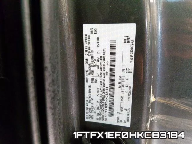 1FTFX1EF0HKC83184 фото 2