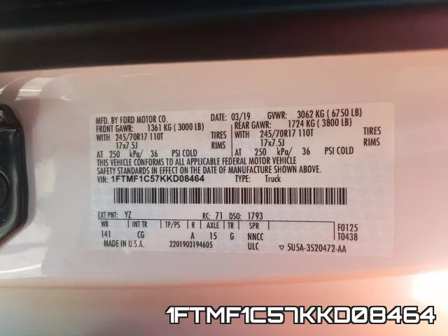 1FTMF1C57KKD08464 фото 2