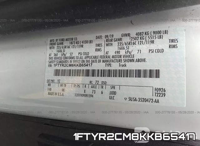 1FTYR2CM8KKB65417 фото 10