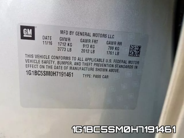 1G1BC5SM0H7191461 фото 2