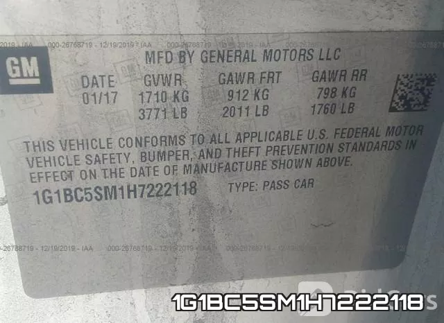 1G1BC5SM1H7222118 фото 10