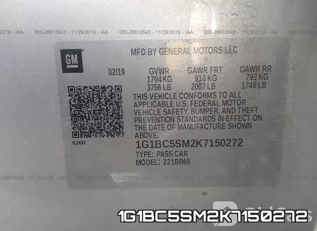 1G1BC5SM2K7150272 фото 10
