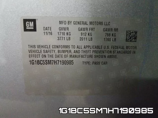 1G1BC5SM7H7190985 фото 2
