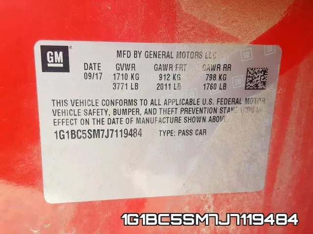 1G1BC5SM7J7119484 фото 2