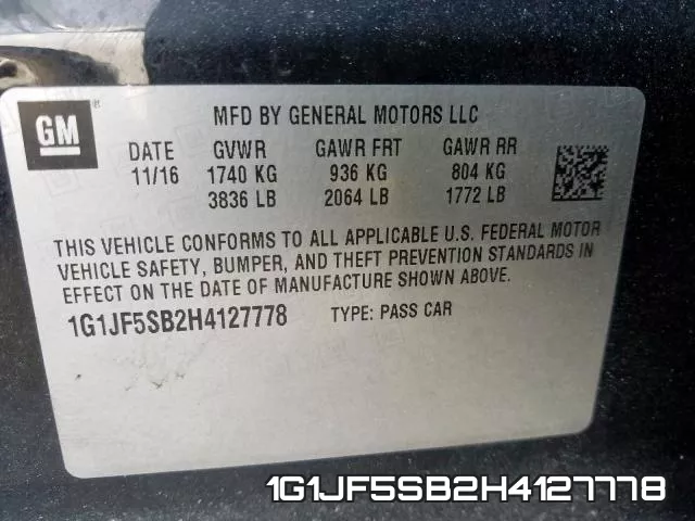 1G1JF5SB2H4127778 фото 2