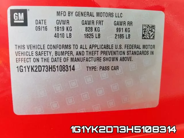 1G1YK2D73H5108314 фото 2