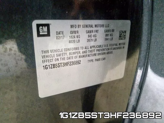 1G1ZB5ST3HF236892 фото 2