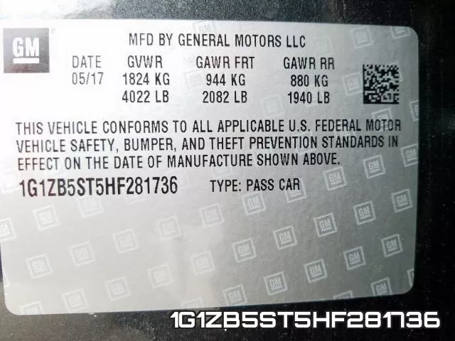 1G1ZB5ST5HF281736 фото 2