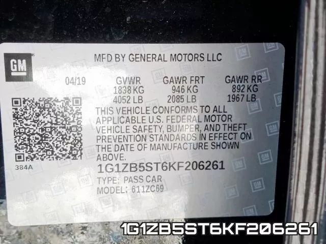 1G1ZB5ST6KF206261 фото 2