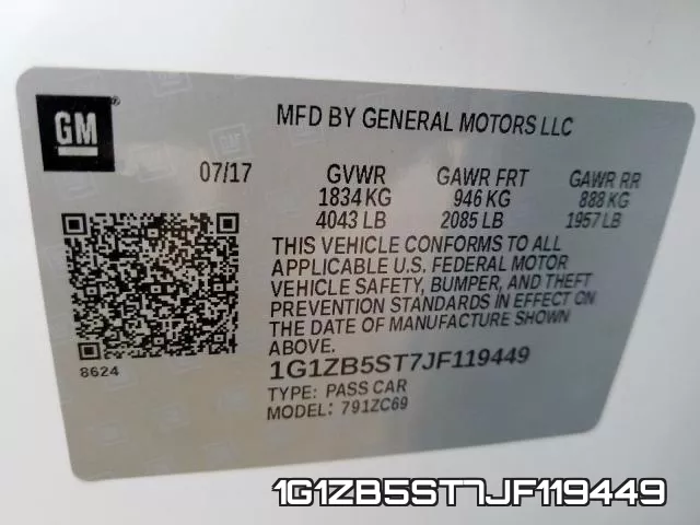 1G1ZB5ST7JF119449 фото 2