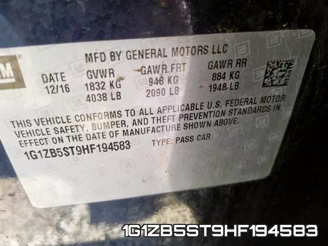 1G1ZB5ST9HF194583 фото 2