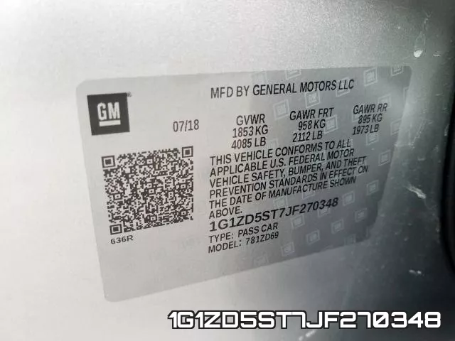 1G1ZD5ST7JF270348 фото 2