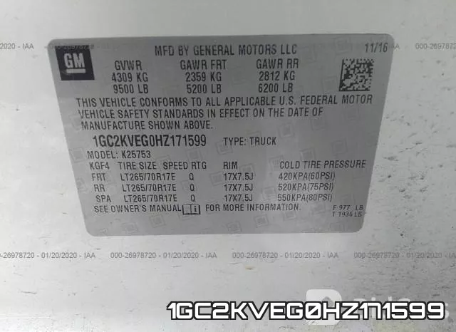 1GC2KVEG0HZ171599 фото 10