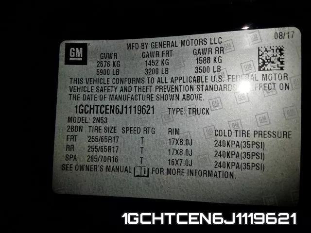 1GCHTCEN6J1119621 фото 2
