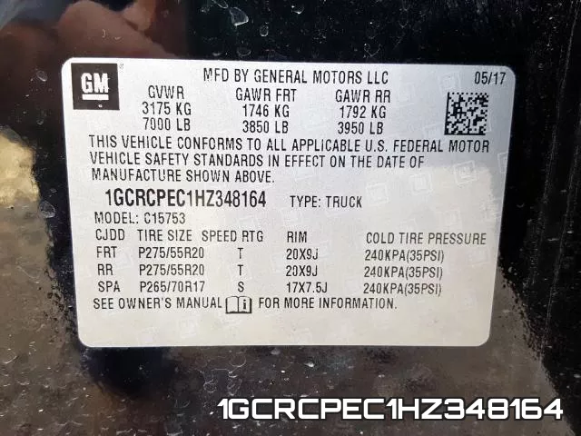 1GCRCPEC1HZ348164 фото 2