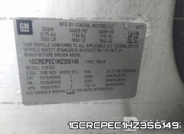 1GCRCPEC1HZ356149 фото 10