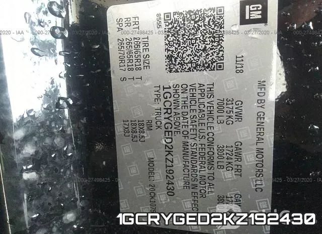1GCRYGED2KZ192430 фото 10