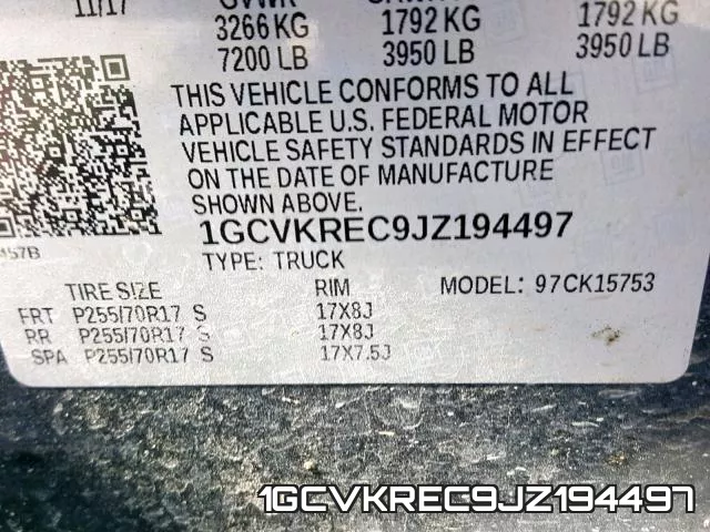 1GCVKREC9JZ194497 фото 2
