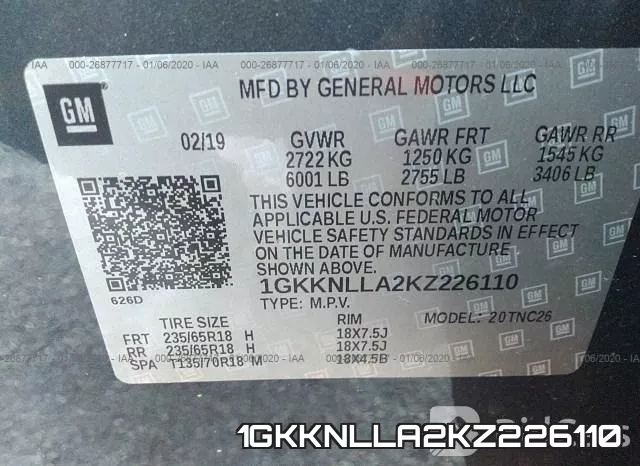 1GKKNLLA2KZ226110 фото 10