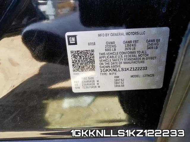 1GKKNLLS1KZ122233 фото 2