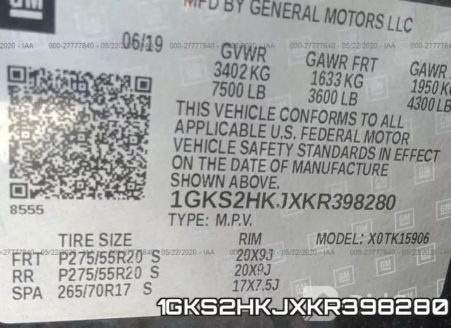 1GKS2HKJXKR398280 фото 10