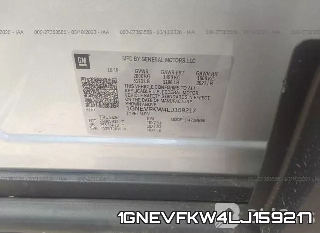 1GNEVFKW4LJ159217 фото 10