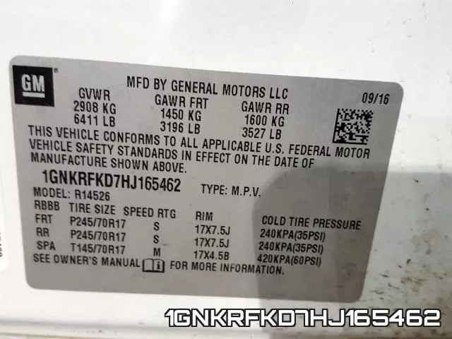 1GNKRFKD7HJ165462 фото 2
