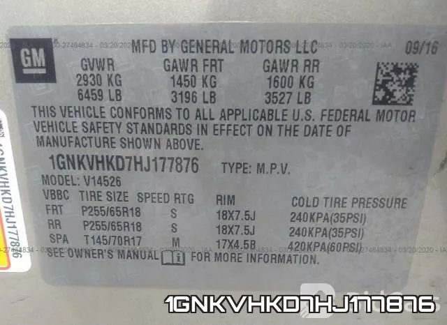 1GNKVHKD7HJ177876 фото 10