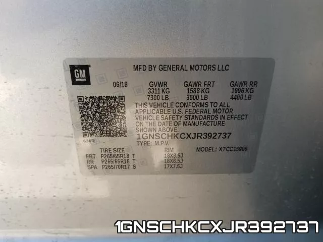 1GNSCHKCXJR392737 фото 2