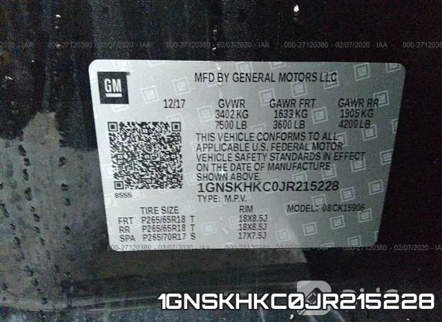 1GNSKHKC0JR215228 фото 10