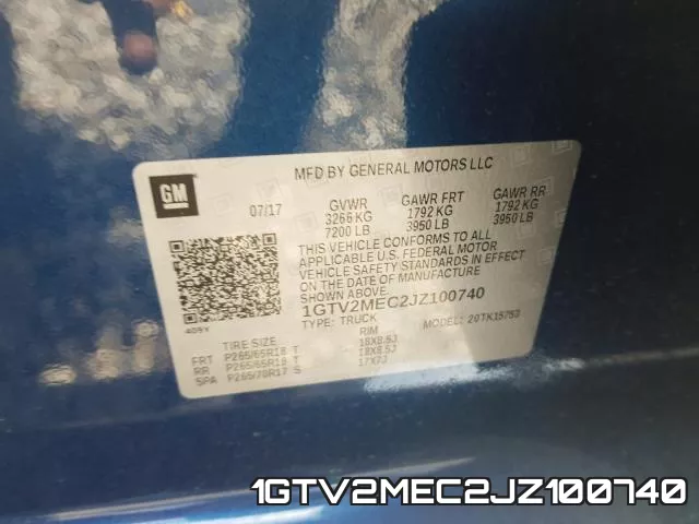 1GTV2MEC2JZ100740 фото 2