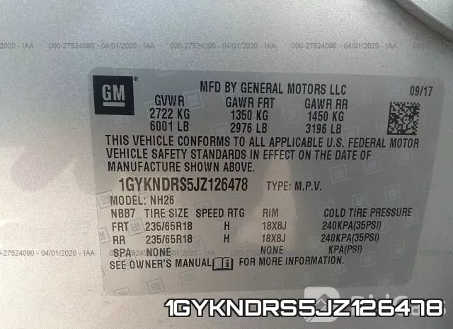 1GYKNDRS5JZ126478 фото 10