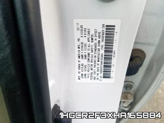 1HGCR2F3XHA165884 фото 2