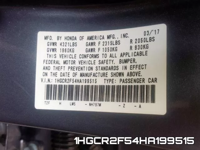 1HGCR2F54HA199515 фото 2