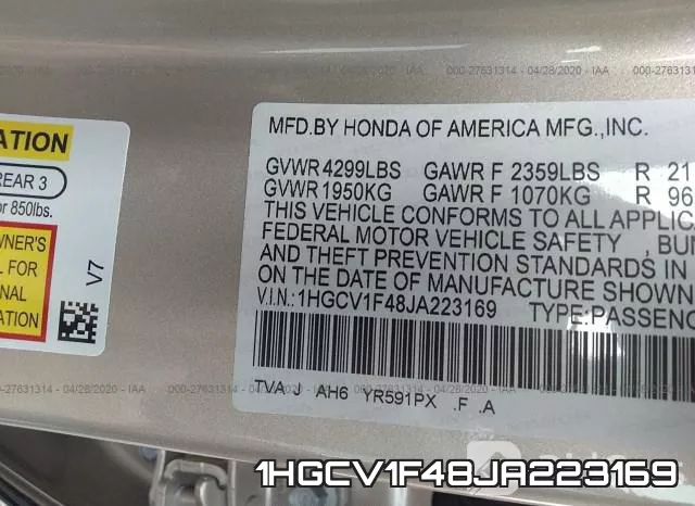1HGCV1F48JA223169 фото 10