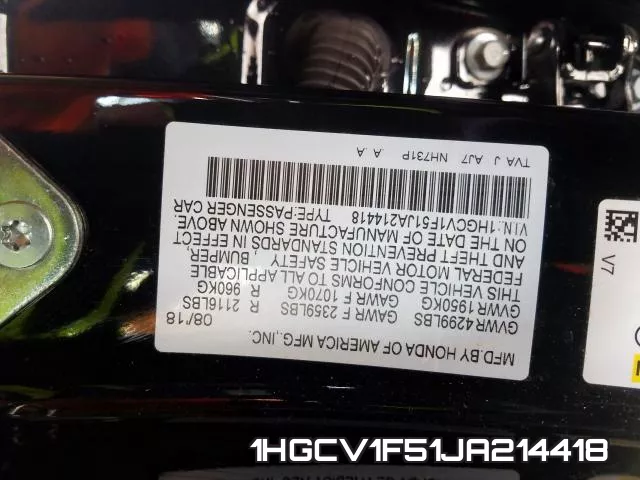 1HGCV1F51JA214418 фото 2