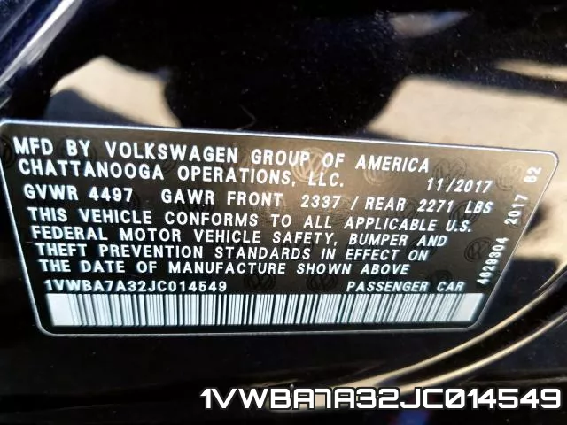 1VWBA7A32JC014549 фото 2
