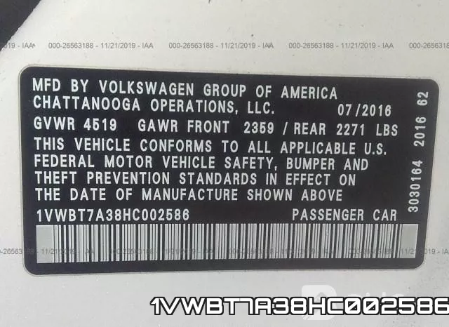 1VWBT7A38HC002586 фото 10