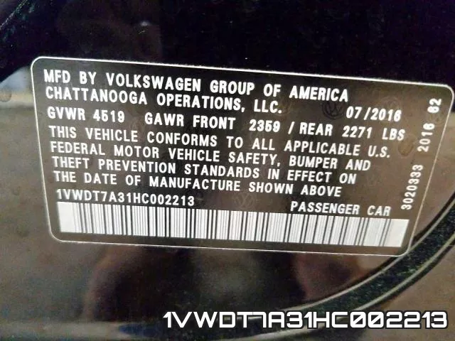 1VWDT7A31HC002213 фото 2